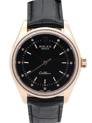rolex cellini 39,5 mm sort skive 5310-2