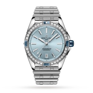 Breitling super chronomat automatic 38 blå lænkeur i rustfrit stål A17356531C1A1