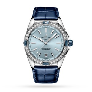 Breitling super chronomat automatic 38 blå læderrem ur A17356531C1P1