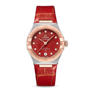 Omega constellation co-axial master chronometer 29mm dameur rød O13123292099002