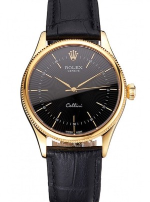 superclone rolex cellini 38mm sort skive rep016803