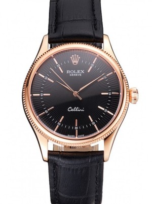 superclone rolex cellini 38mm sort skive rep016815