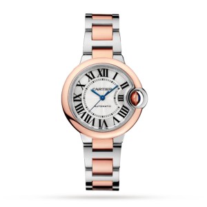 Cartier ballon bleu de cartier ur 33mm mekanisk værk med automatisk optræk stål rosaguld W2BB0032