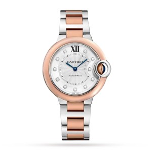 Cartier ballon bleu de cartier ur 33mm mekanisk værk med automatisk optræk stål rosaguld W3BB0021