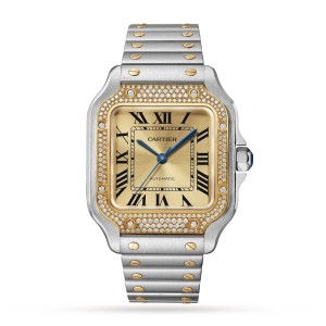 Cartier santos de cartier medium model mekanisk værk med automatisk optræk W3SA0007