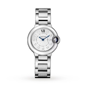 Cartier ballon bleu de cartier ur 28mm quartzværk stål diamanter W4BB0029