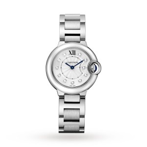Cartier ballon bleu de cartier ur 28mm quartzværk stål diamanter WE902073