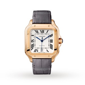Cartier santos de cartier ur stor model automatisk værk rosaguld 2 udskiftelige læderarmbånd WGSA0019