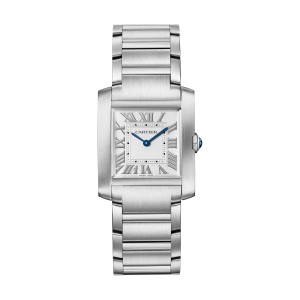 Cartier tank française ur medium model quartzværk stål WSTA0074
